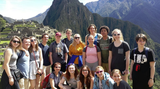 BFA students take a picture in front of Machu Pichu