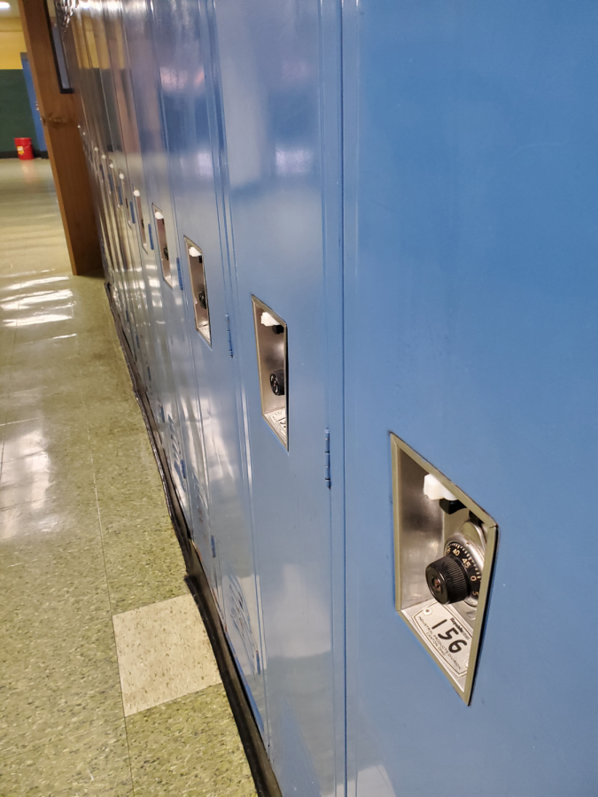 A row of lockers at BFA, which have zip ties preventing students from opening them.
Photo credit:  Larissa Hebert