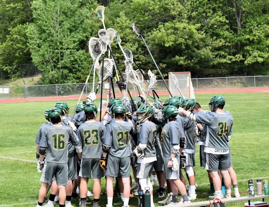 The Bobwhites gather during their game against Essex.  Photo credit:  Messenger photographer Ruthie Laroche.