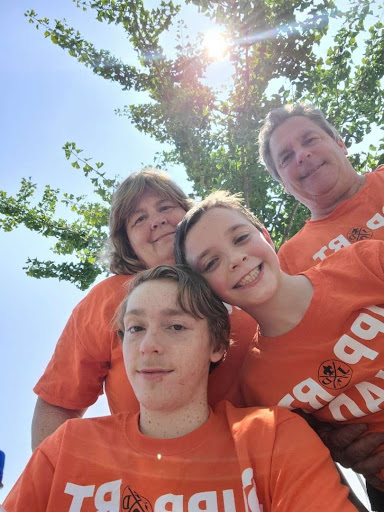 Jonathan Douglas and his family wearing JD STRONG shirts. Picture credit: Jonathan Douglas 