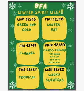 BFAs Student Council Winter Spirit Week