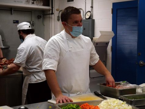 Chef Adam Monette in the kitchen at the Northwest Career and Technical Center. Photo credit: Asher Ballantine