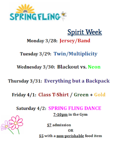 BFAs Upcoming Spirit Week and Spring Fling
