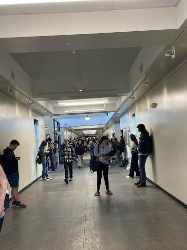 BFA students wait in the connector to start their day.  Photo credit:  Jessica Southwick